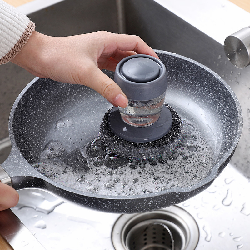 Add liquid wash pot brush kitchen supplies stove cleaning brush household wire tennis cleaning pot with a small brush Specification drawing