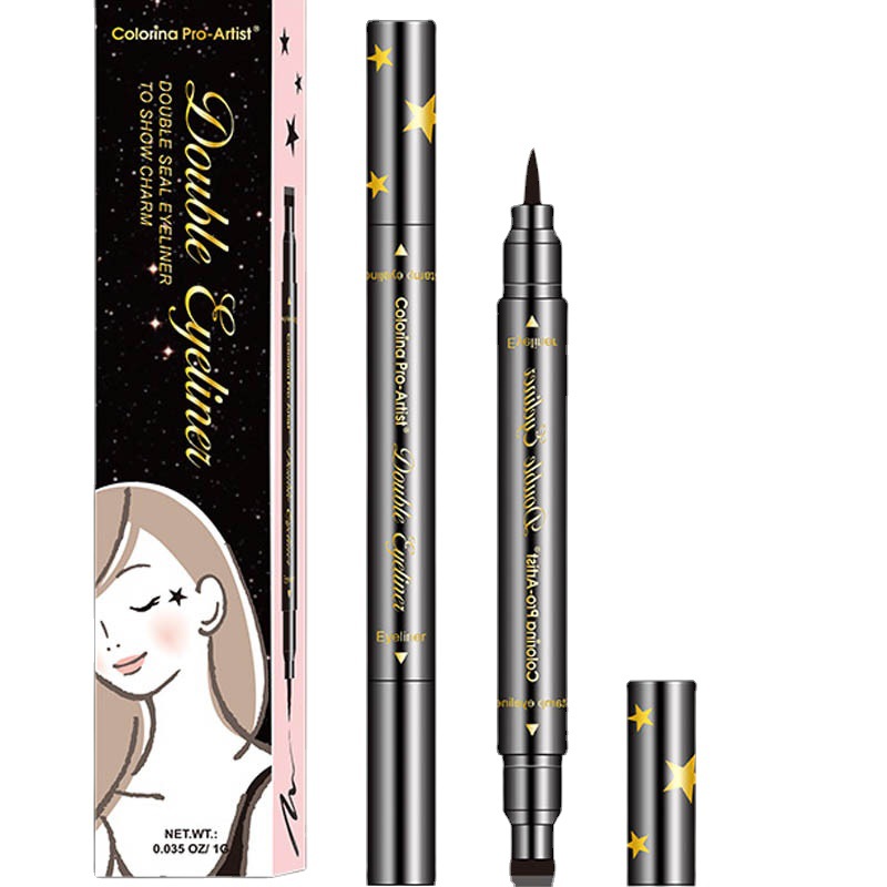 Seal eyeliner extremely fine double head waterproof not dizzy dye personality canthus love moon starry sky eyeliner makeup Item Picture