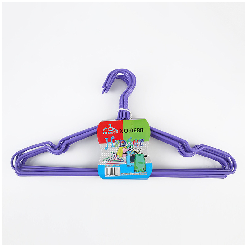 0688 factory direct new groove wire coat hanger steel wire dip plastic monochrome coat hanger household thick plastic coat hanger Item Picture