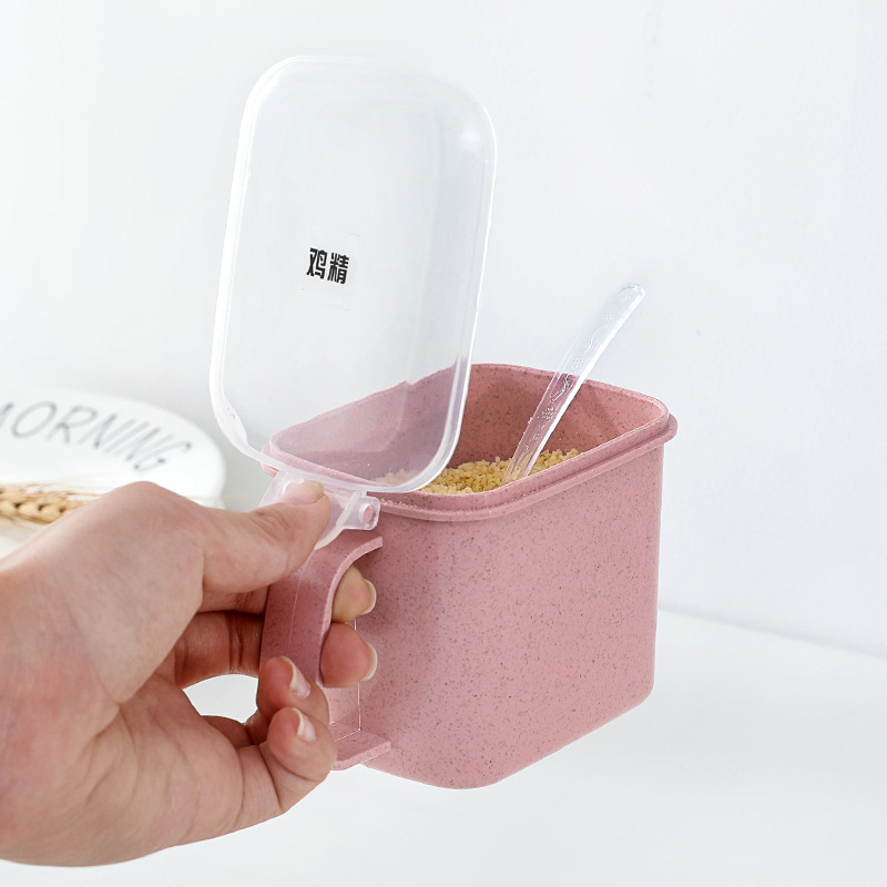 New kitchen supplies Wheat straw seasoning box with label separated separate seasoning jar kitchen Application Scenario