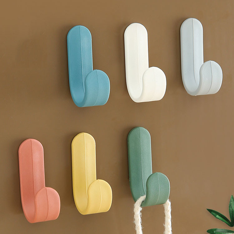 Nordic wind simple J hook wall - mounted non - hole hook household trace - free clothing hook after mini door hook full figure