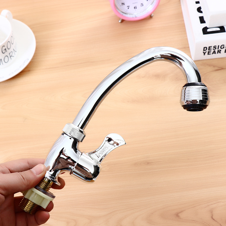 Fengen W9 household stainless steel faucet sink vertical curved quick open column kitchen faucet Item Picture