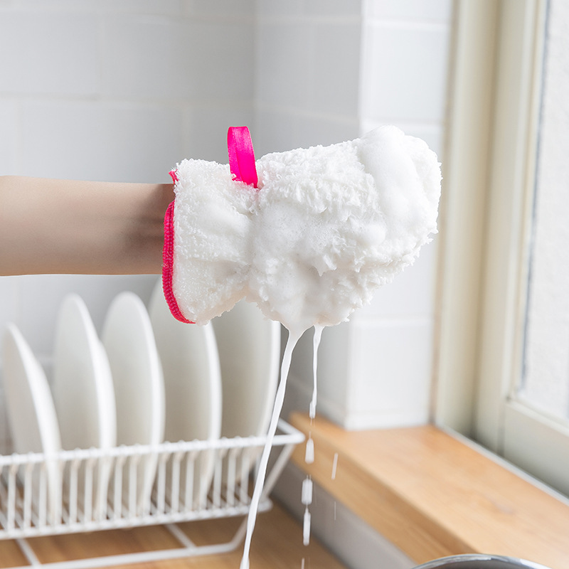 Bamboo fiber dish washing gloves household oil-free dish washing tool Kitchen cleaning oil-proof and waterproof gloves single price Specification drawing