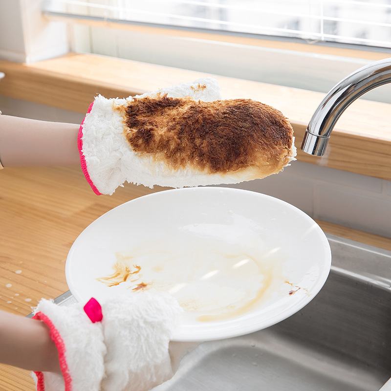 Bamboo fiber dish washing gloves household oil-free dish washing tool Kitchen cleaning oil-proof and waterproof gloves single price details Picture