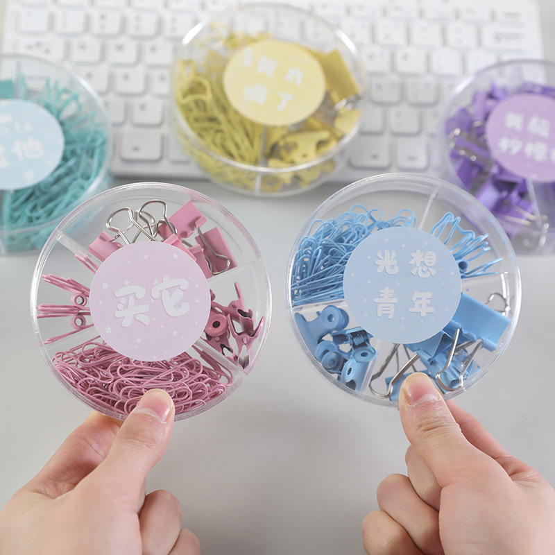 Color long tail clip multifunctional combination set stationery dovetail clip Office supplies metal clip paper clip pin full figure