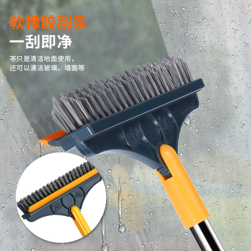 New long handle toilet floor brush Toilet bathroom crevice decontamination cleaning brush scraping brush dual use hard bristled floor brush Specification drawing