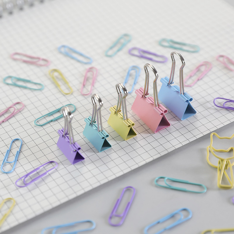 Color long tail clip multifunctional combination set stationery dovetail clip Office supplies metal clip paper clip pin Application Scenario