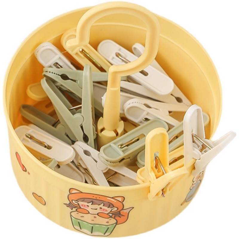 Windproof clip clothespin underwear socks small plastic clip with storage basket quilt fixed clothes drying by drying clip Item Picture