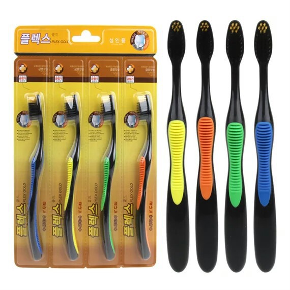 Manufacturers wholesale four gold - grade toothbrush soft hair 4 pack run river's lake place stall source of South Korea toothbrush full figure