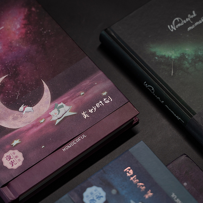 South Korea ins beautiful luminous sky hand ledger 32K color page illustration notebook notepad stationery wholesale Application Scenario