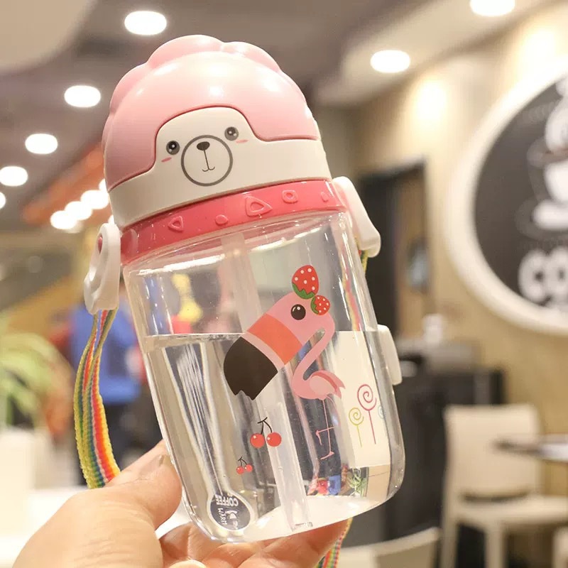 New pp sippy cup plastic drinking cup children's water cup students summer cartoon kindergarten backpack kettle details Picture