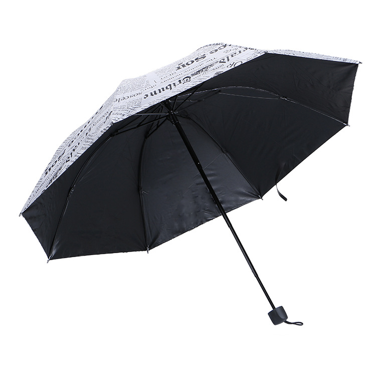 Retro newspaper umbrella with thick vinyl on Taobao Creative barometer umbrella Unisex UV-protected folding umbrella details Picture