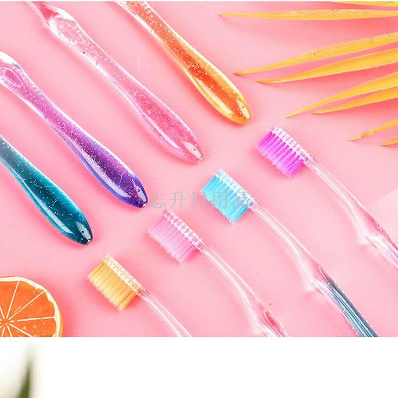 Macaron Japanese crystal box high quality Korean version crystal handle double color brush wire 4 pack set adult toothbrush Application Scenario