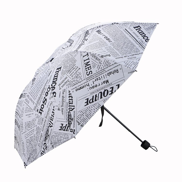 Retro newspaper umbrella with thick vinyl on Taobao Creative barometer umbrella Unisex UV-protected folding umbrella full figure