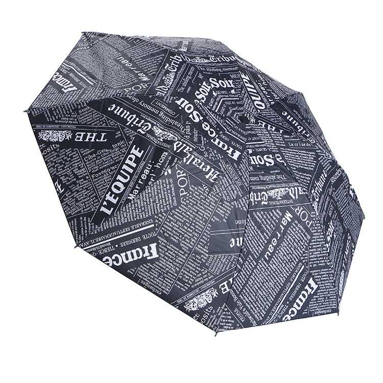 Retro newspaper umbrella with thick vinyl on Taobao Creative barometer umbrella Unisex UV-protected folding umbrella Specification drawing