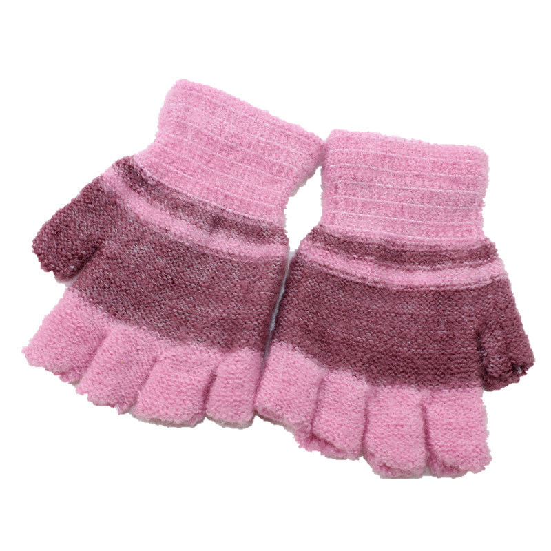 Autumn/winter children 2-7 years old half finger wool gloves Students writing warm knit gloves floor stall cold gloves Item Picture