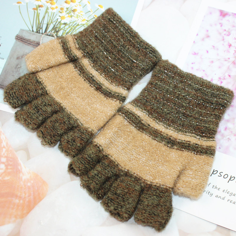 Autumn/winter children 2-7 years old half finger wool gloves Students writing warm knit gloves floor stall cold gloves details Picture