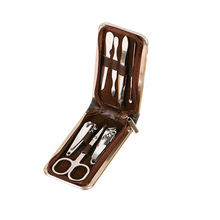 Manufacturers direct nail tools zipper bag 7 sets of nail set decoration nail beauty spot nail scissors set Item Picture