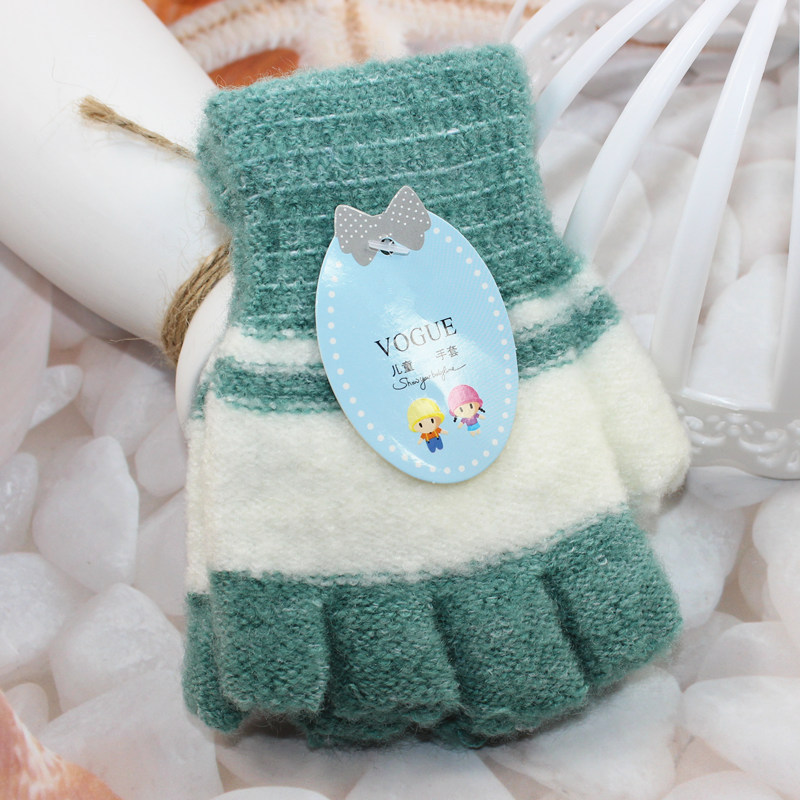 Autumn/winter children 2-7 years old half finger wool gloves Students writing warm knit gloves floor stall cold gloves full figure
