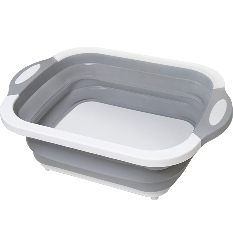 Multifunctional folding cutting board household mould-proof plastic cutting board cutting board washing fruit washing drain basket kitchen washing basket Item Picture