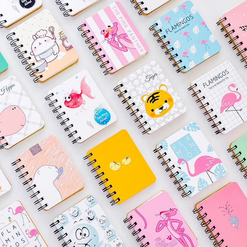 Student mini pocket coil of this many lovely loose-leaf cartoon flip notebook small book wholesale full figure