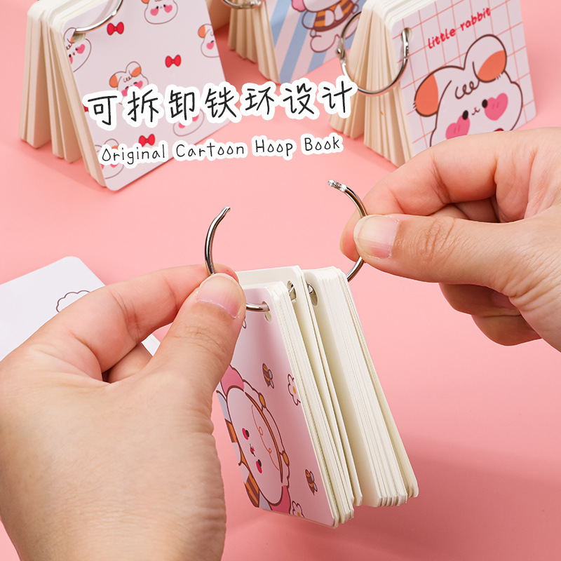 Animal cartoon iron circle this student exam English words this ring buckle portable pocket blank loose-leaf book details Picture