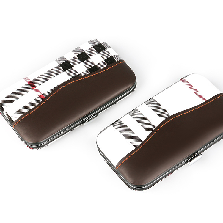 Nail clipper set 7 sets of household beauty and nail tools gift customization logo checkered nail clippers set Specification drawing