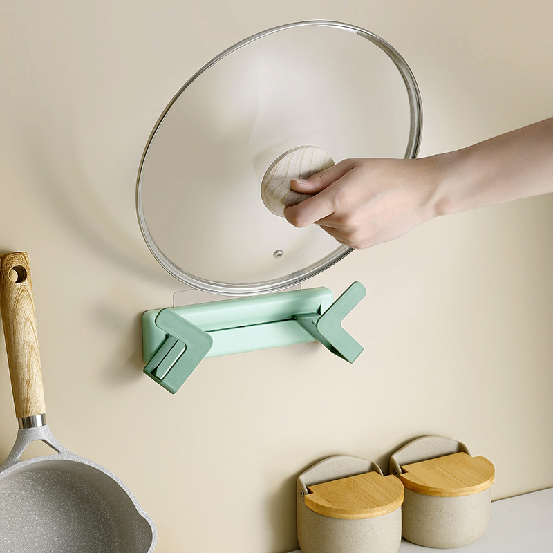Non - perforated pot cover rack wall - mounted kitchen rack adjustable cutting board storage rack Application Scenario