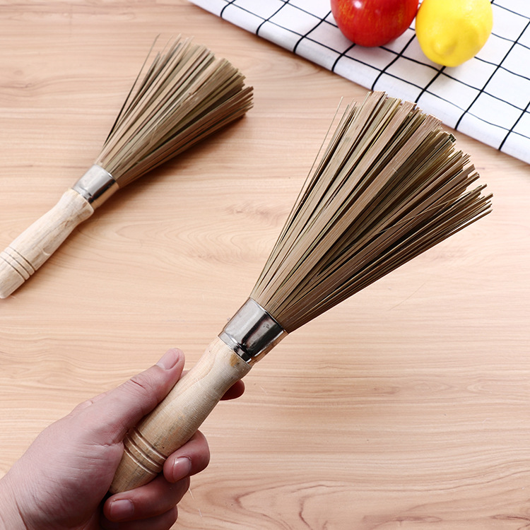 Nostalgia style wooden handle bamboo washpot brush kitchen big iron pot cleaning special long handle bamboo washpot brush Specification drawing
