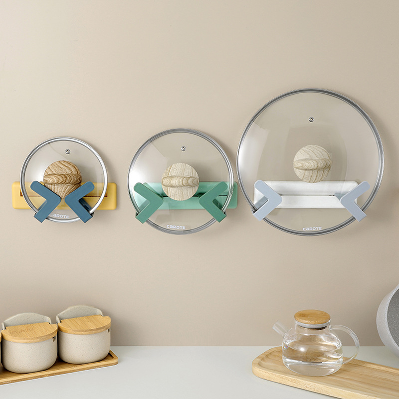 Non - perforated pot cover rack wall - mounted kitchen rack adjustable cutting board storage rack Specification drawing