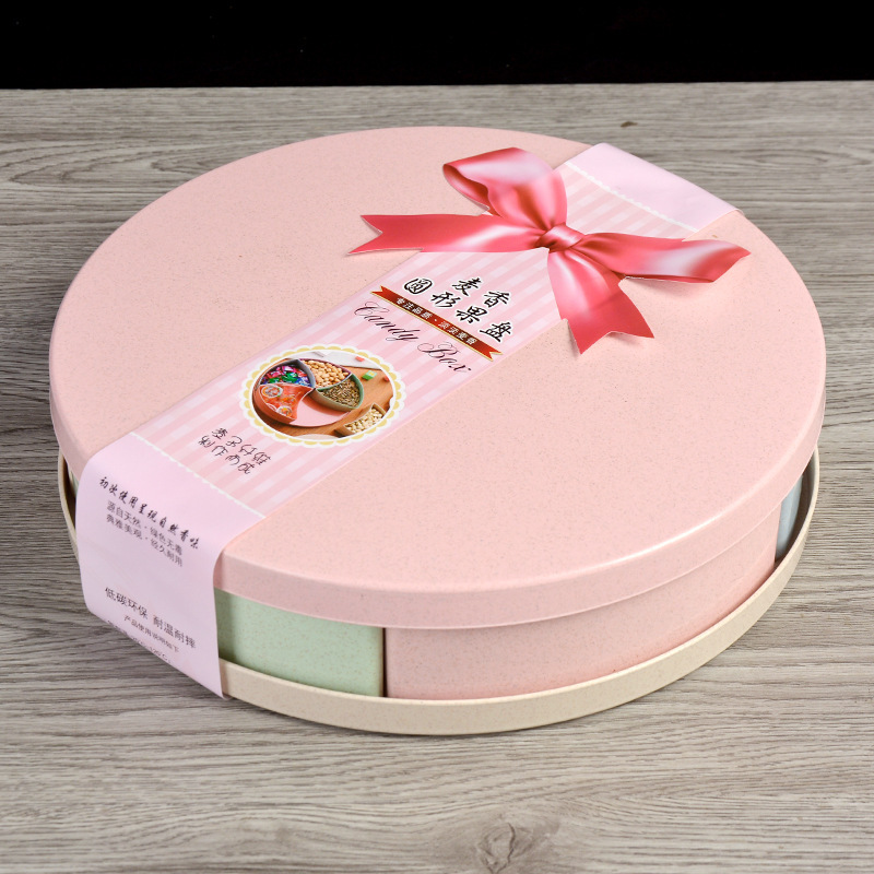 Wheat straw dried fruit tray with compartments and LIDS Doggone candy box snack plate wedding New Year fruit tray Application Scenario