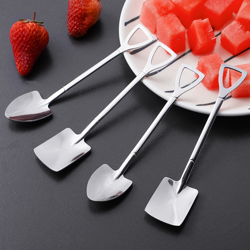 Spade spoon creative cute little spoon stainless steel home meal watermelon shovel spoon dessert lovers net red spoon details Picture