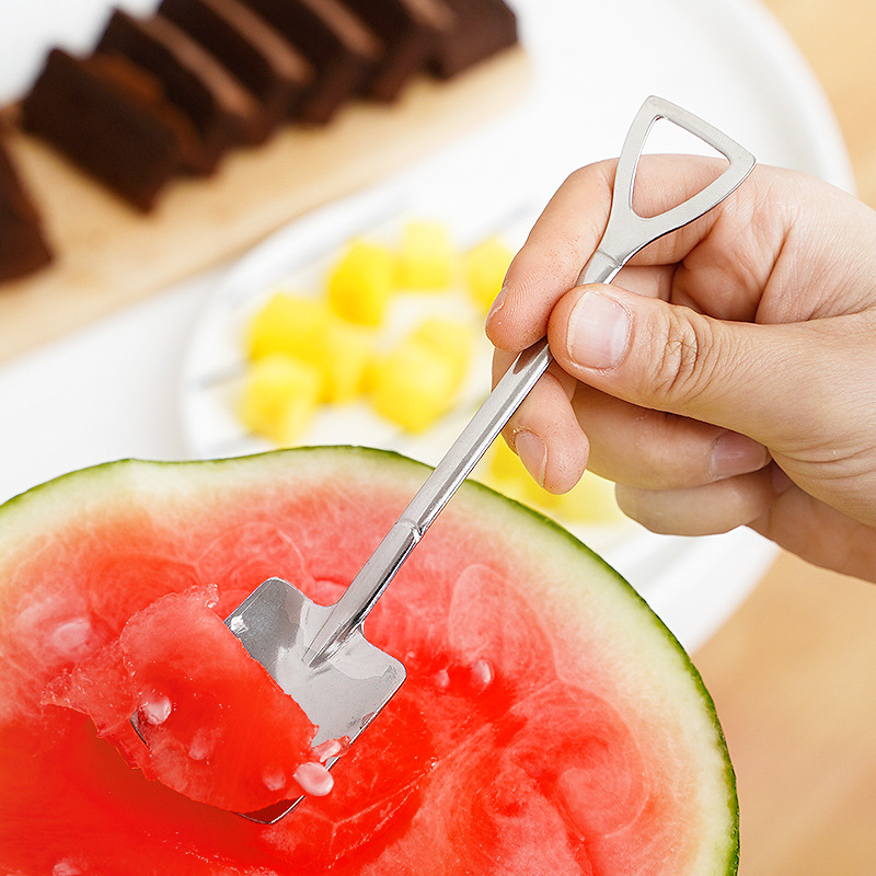 Spade spoon creative cute little spoon stainless steel home meal watermelon shovel spoon dessert lovers net red spoon Application Scenario