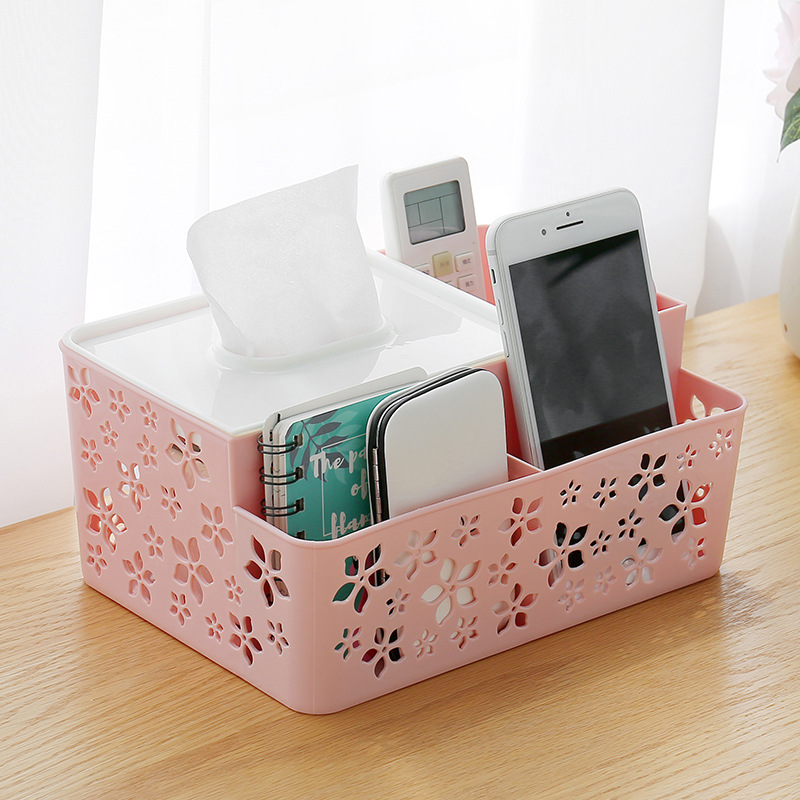 Multifunctional desktop tissue box creative remote control storage box family living room tea table smoke paper box table shelf full figure