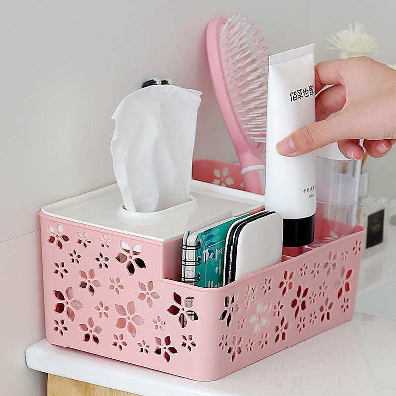 Multifunctional desktop tissue box creative remote control storage box family living room tea table smoke paper box table shelf details Picture