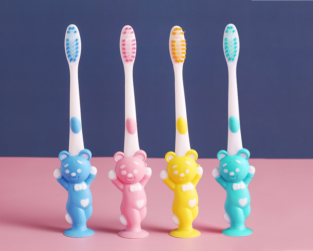 Live explosive bear rabbit children's toothbrush cartoon bamboo charcoal soft hair 4 loaded with two yuan shop gift wholesale trade Specification drawing