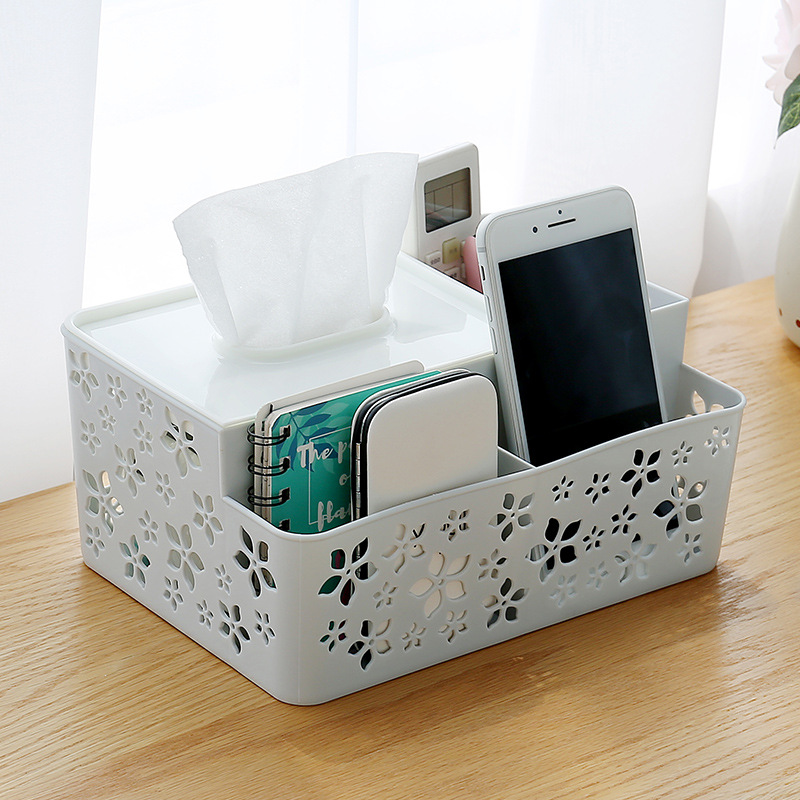 Multifunctional desktop tissue box creative remote control storage box family living room tea table smoke paper box table shelf Specification drawing