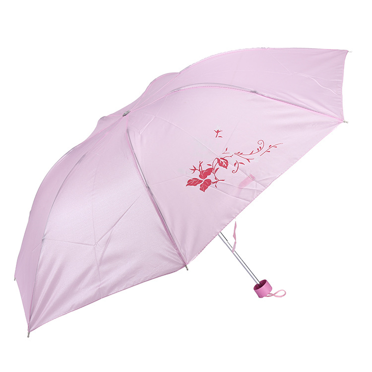 Three fold umbrella wholesale creative candy color inverted rod pearlescent umbrella manual couples short handle rain and sunny advertising umbrella Item Picture