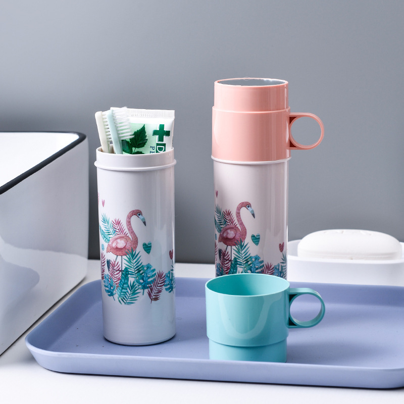Environmental PP material toothbrush toothpaste box Fashion portable travel toothbrush box Flamingo pattern dental box full figure
