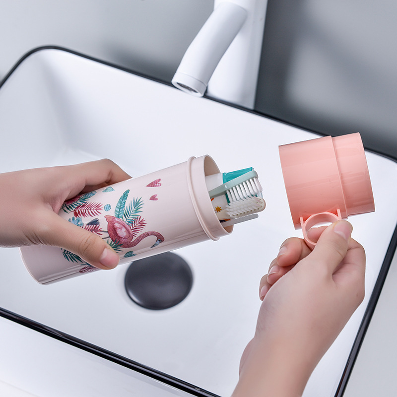 Environmental PP material toothbrush toothpaste box Fashion portable travel toothbrush box Flamingo pattern dental box details Picture