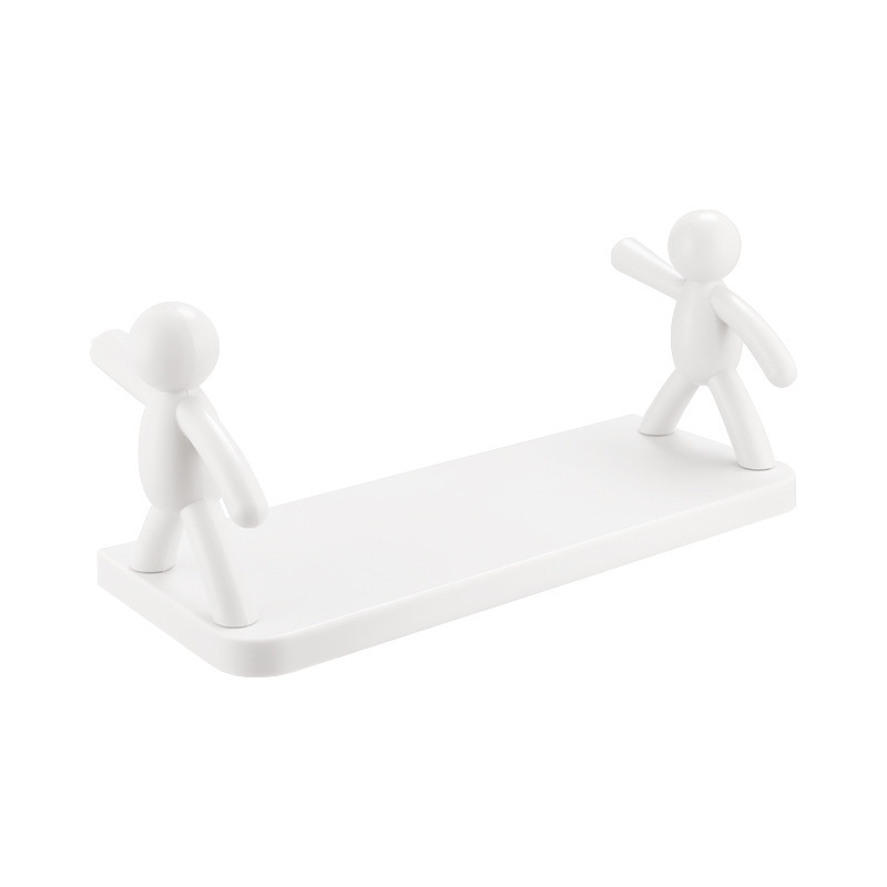 Japanese-style simple bathroom wall hanging humanoid guardrail hook rack creative no-hole kitchen storage rack seasoning rack Item Picture