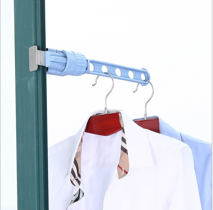Creative Japanese clothes rack window frame hanging clothes rack hanging rod indoor 5 hole hanging clothes rack drying clothes rack Specification drawing