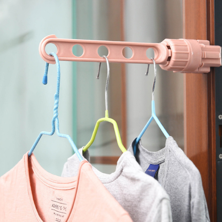 Creative Japanese clothes rack window frame hanging clothes rack hanging rod indoor 5 hole hanging clothes rack drying clothes rack full figure
