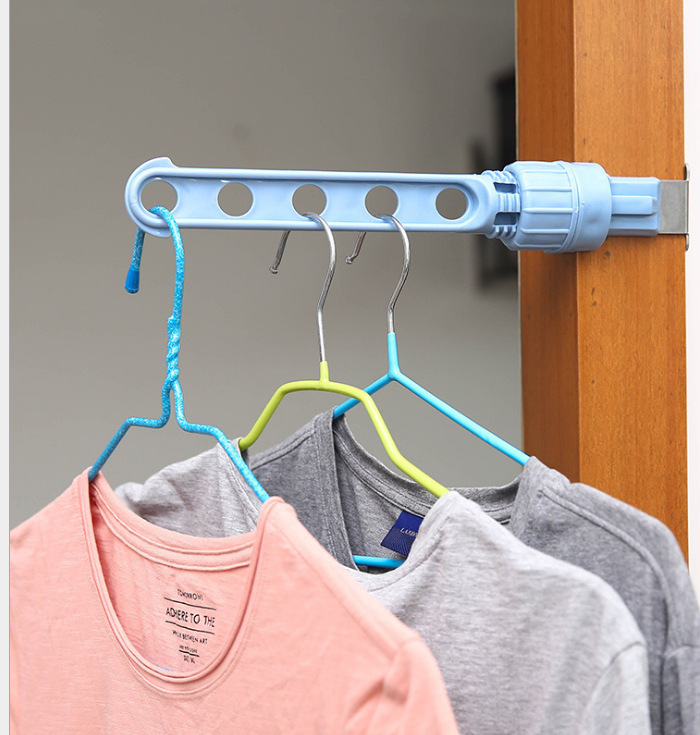 Creative Japanese clothes rack window frame hanging clothes rack hanging rod indoor 5 hole hanging clothes rack drying clothes rack details Picture