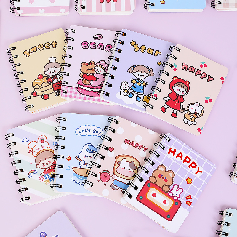 Hangsu cartoon Bear rollover coil this student portable pocket Notepad mini notebook A7 small notebook full figure