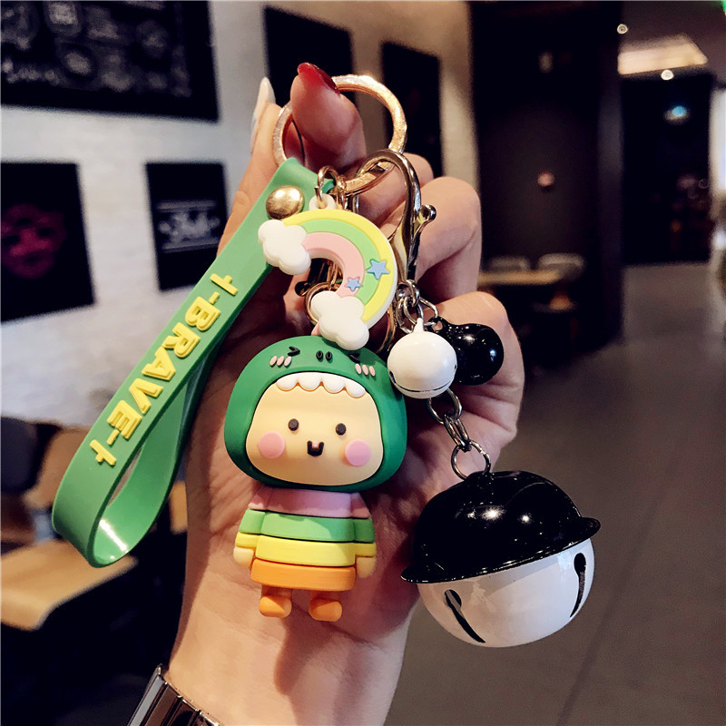 Cartoon dinosaur sister doll car key chain South Korean female creative bag key small pendant gifts wholesale tide details Picture