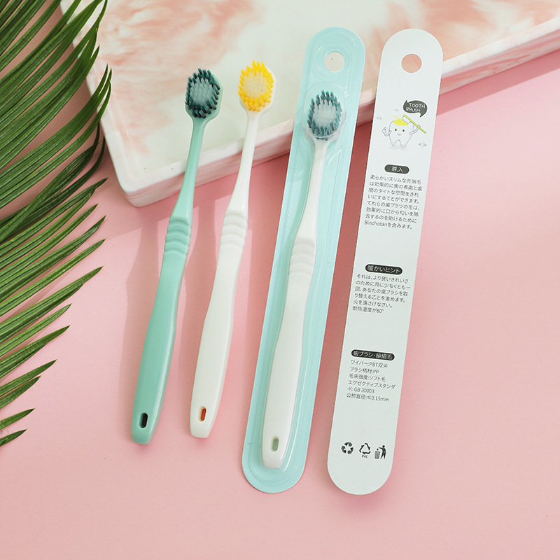 Japanese plain wide head toothbrush Macaron single soft hair Japanese adult soft hair toothbrush trade customized wholesale details Picture