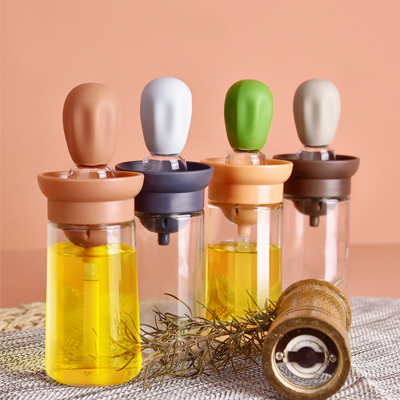 High temperature resistant pressing type outdoor silicone brush head barbecue brush water drop oil pot bowl to measure oil bottle brush oil bottle full figure