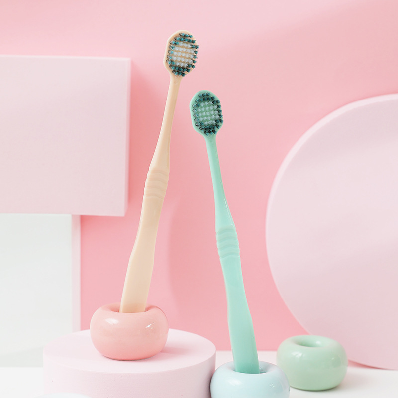 Japanese plain wide head toothbrush Macaron single soft hair Japanese adult soft hair toothbrush trade customized wholesale Specification drawing