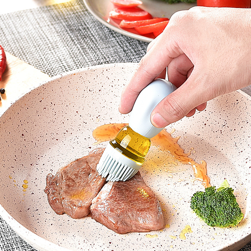 High temperature resistant pressing type outdoor silicone brush head barbecue brush water drop oil pot bowl to measure oil bottle brush oil bottle Specification drawing